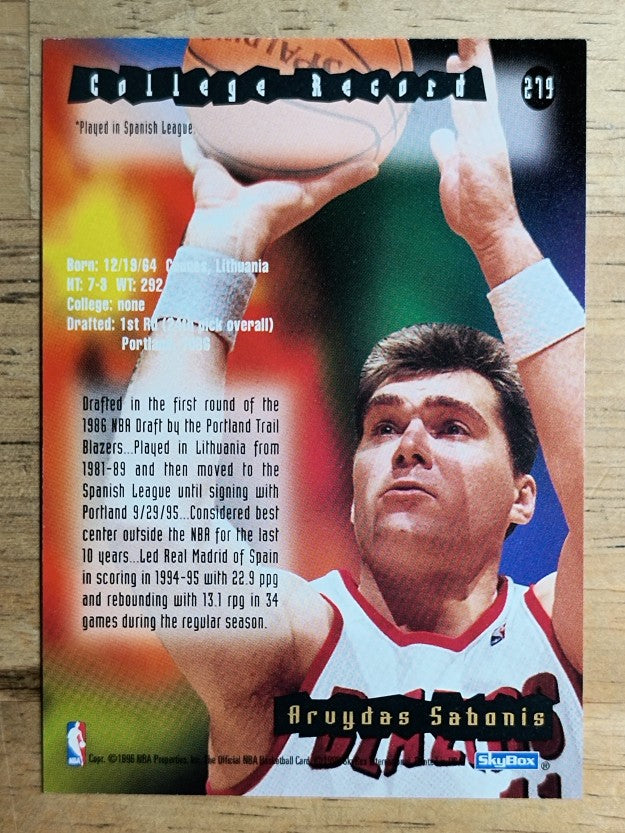1995-96 Hoops #279 Arvydas Sabonis RC