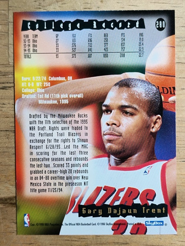 1995-96 Hoops #280 Gary Trent RC