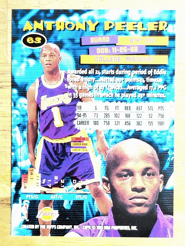 1995-96 Stadium Club #63 Anthony Peeler