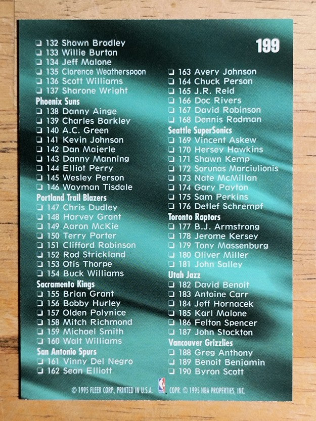 1995-96 Ultra #199 Checklist (95-190)