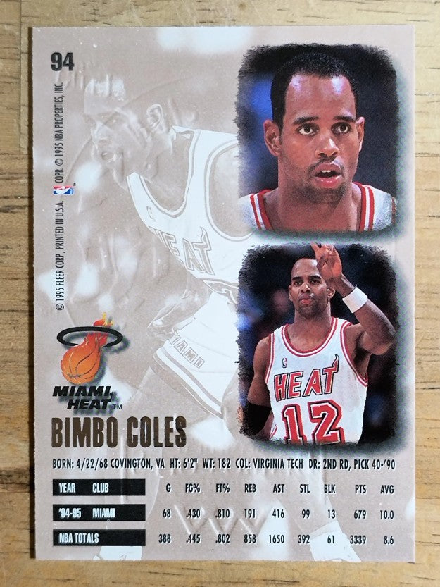 1995-96 Ultra Gold Medallion #94 Bimbo Coles