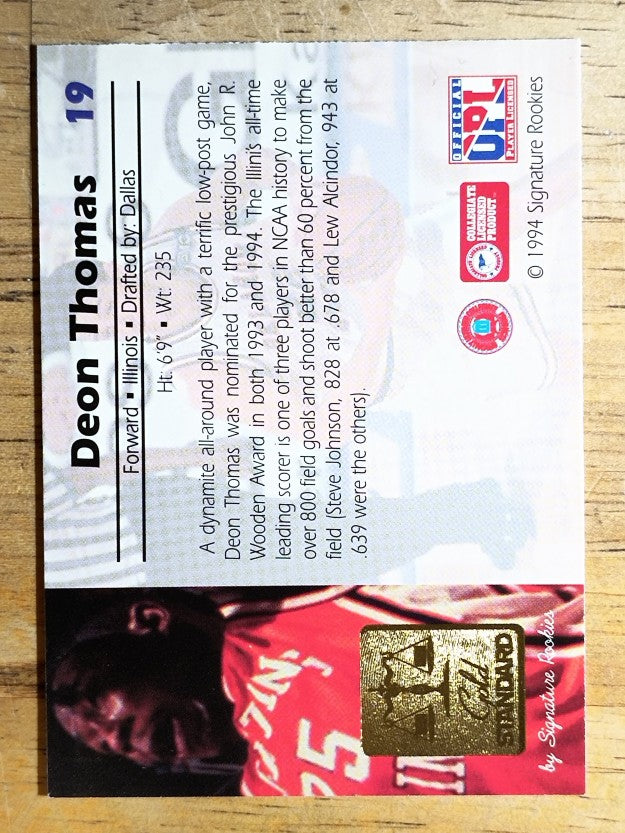 1994 Signature Rookies Gold Standard #19 Deon Thomas