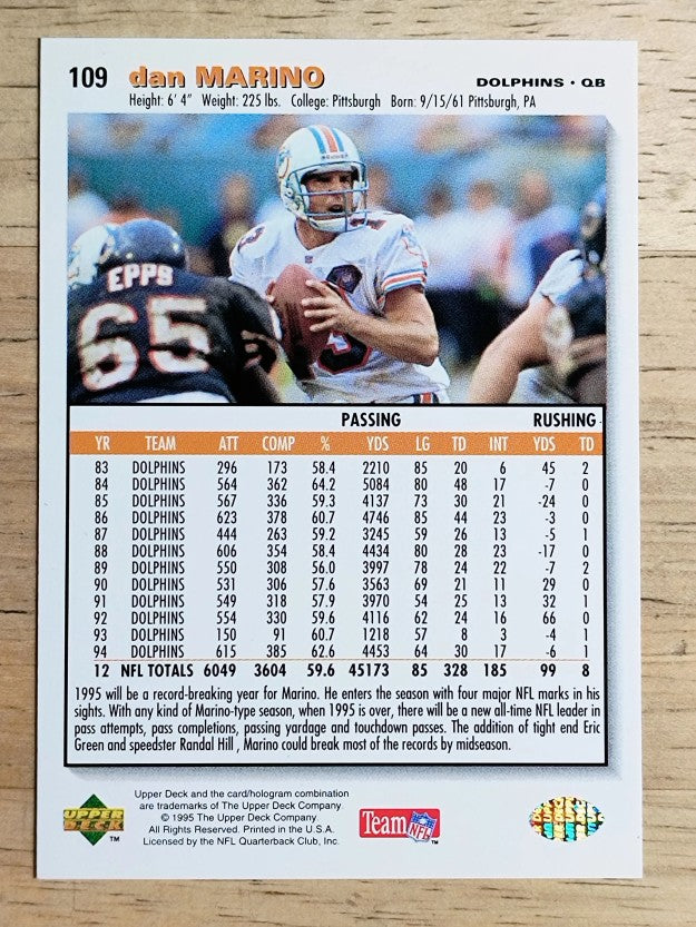 1995 Collector's Choice Player's Club #109 Dan Marino
