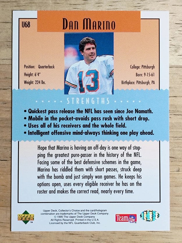 1995 Collector's Choice Update #U68 Dan Marino K