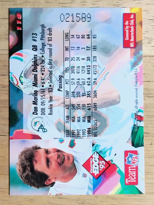 1995 Collector's Edge #118 Dan Marino