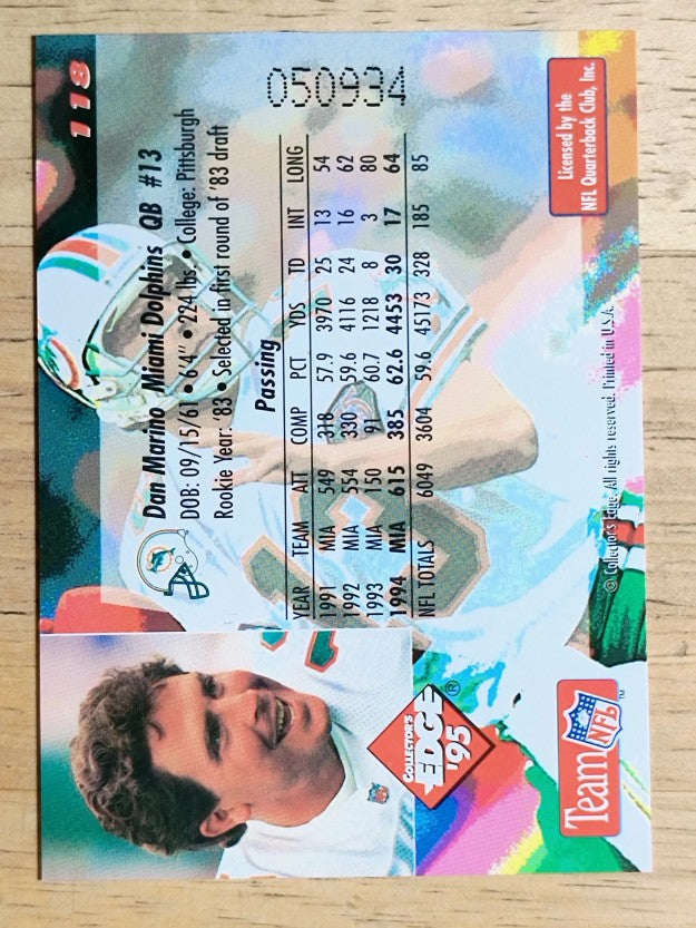 1995 Collector's Edge Gold Logo #118 Dan Marino