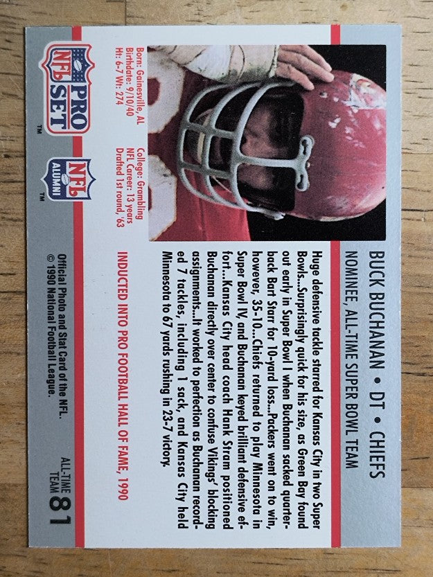1990-91 Pro Set Super Bowl 160 #81 Buck Buchanan