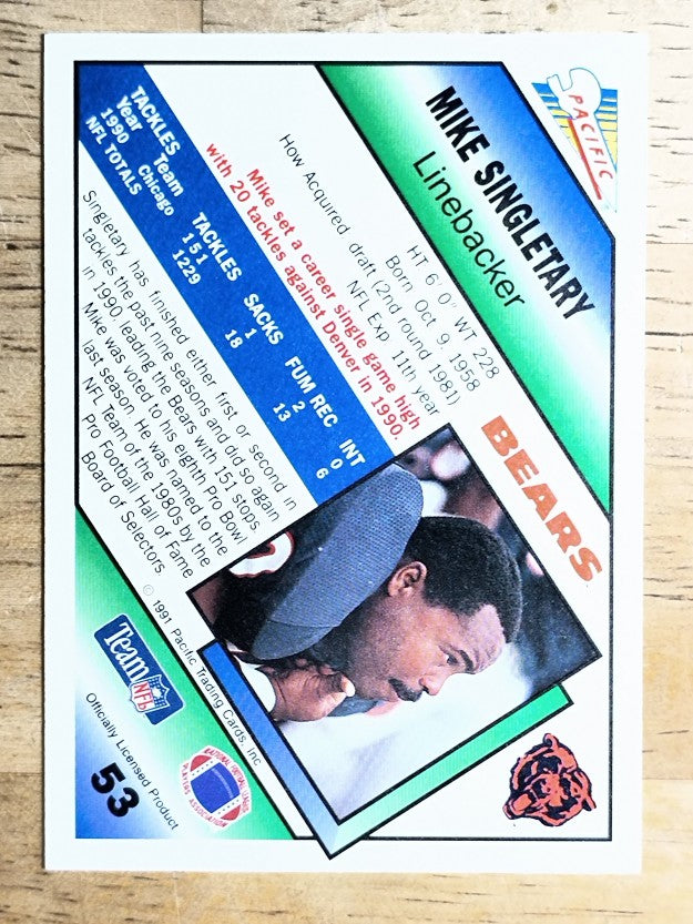 1991 Pacific #53 Mike Singletary