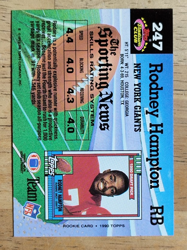 1992 Stadium Club #247 Rodney Hampton