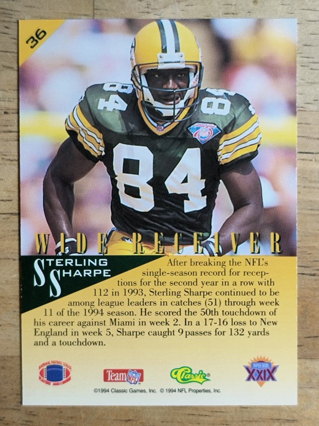 1995 Classic NFL Experience #36 Sterling Sharpe