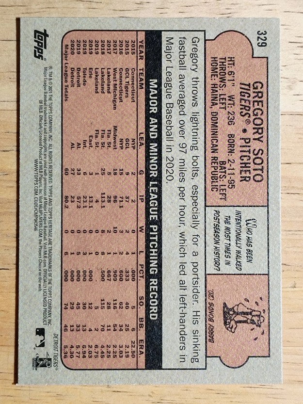 2021 Topps Heritage #329 Gregory Soto