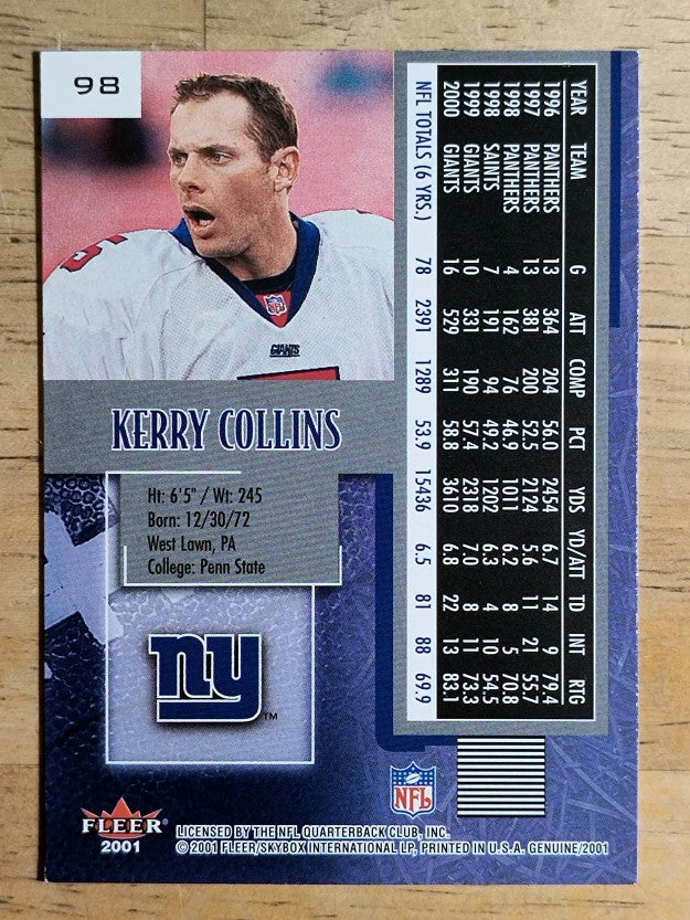 2001 Fleer Genuine #98 Kerry Collins