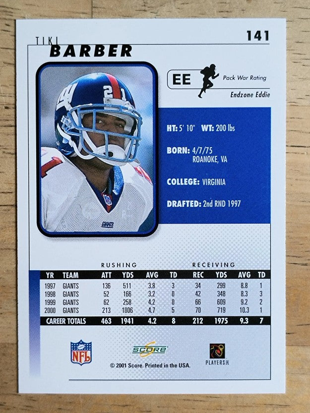 2001 Score #141 Tiki Barber