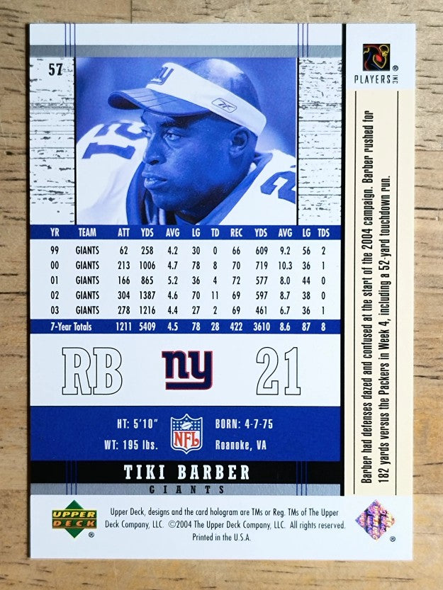 2004 Upper Deck Legends #57 Tiki Barber