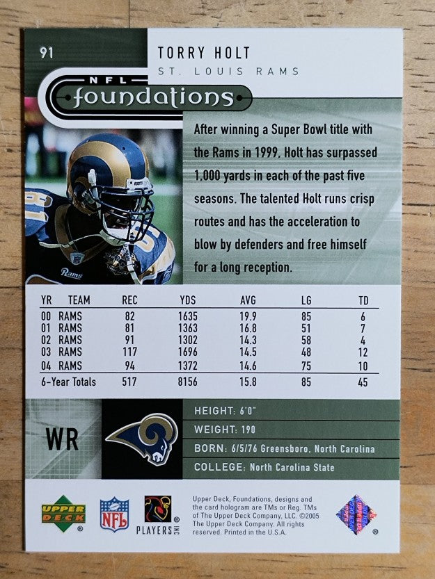 2005 Upper Deck Foundations #91 Torry Holt