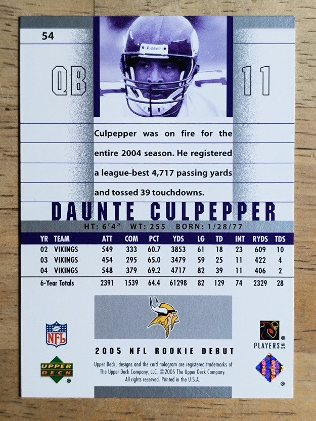 2005 Upper Deck Rookie Debut #54 Daunte Culpepper