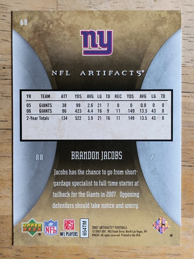 2007 Artifacts #68 Brandon Jacobs