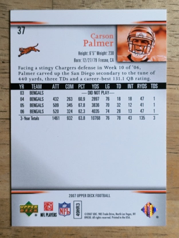 2007 Upper Deck #37 Carson Palmer