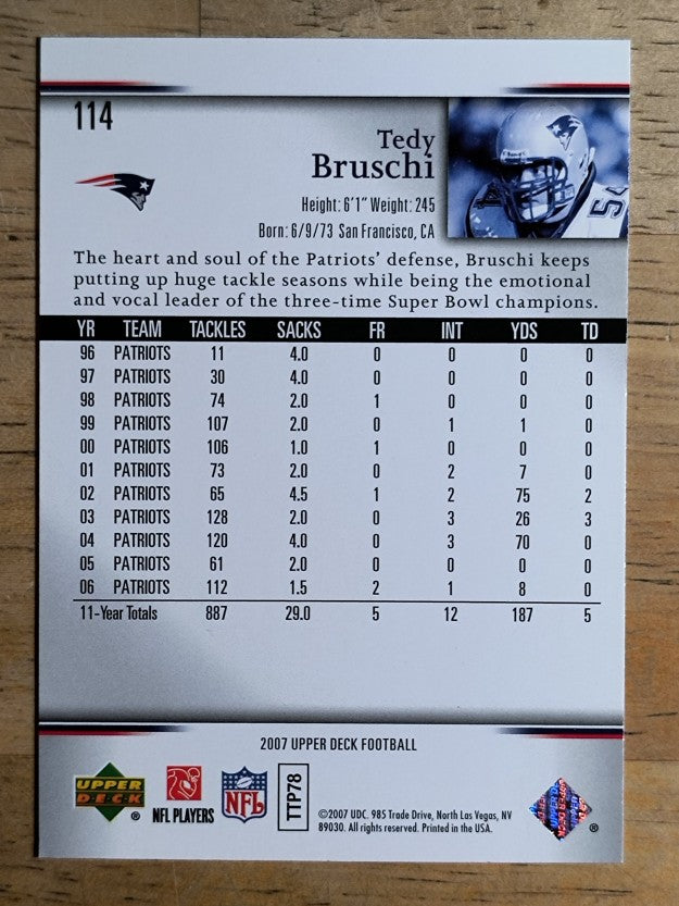 2007 Upper Deck #114 Tedy Bruschi