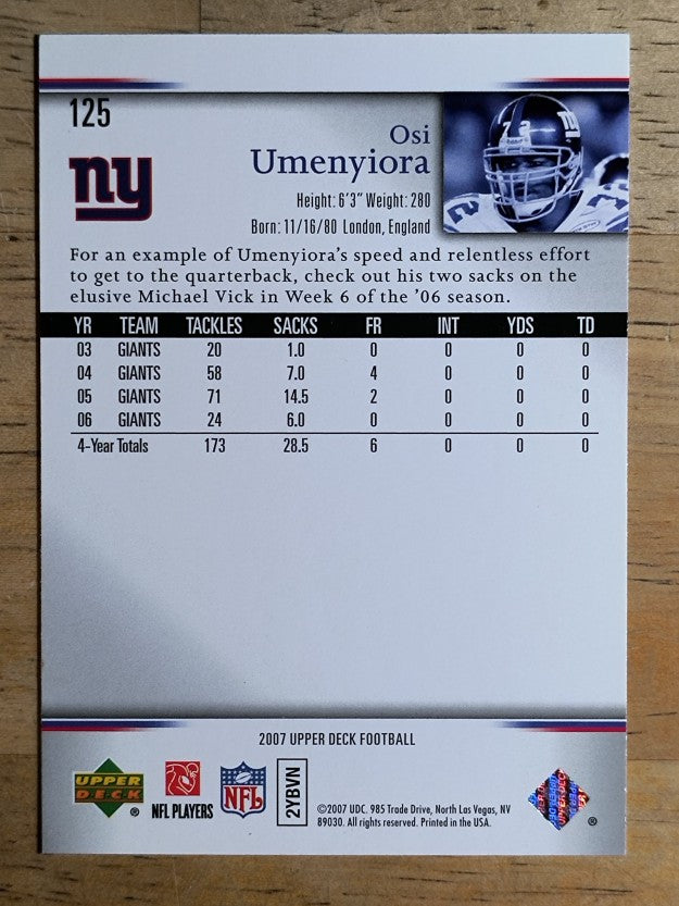 2007 Upper Deck #125 Osi Umenyiora