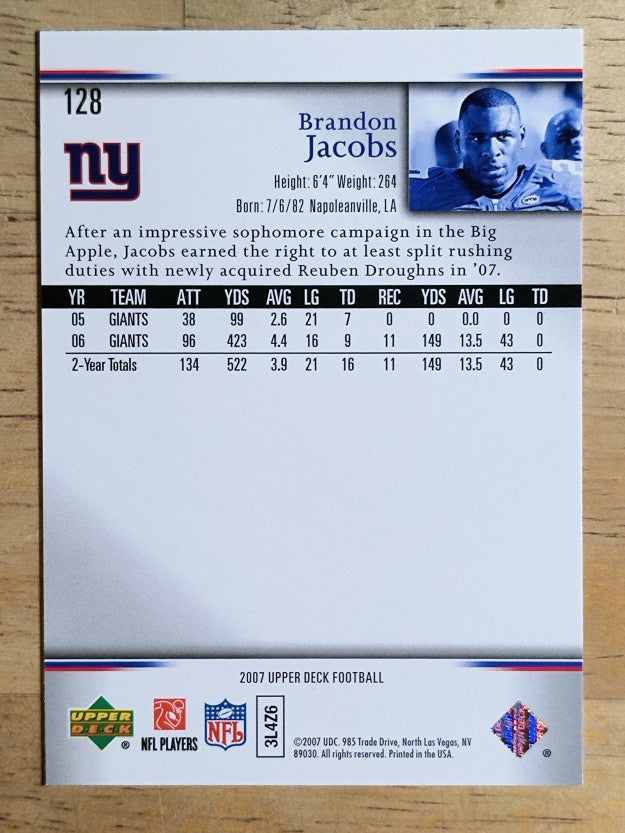 2007 Upper Deck #128 Brandon Jacobs