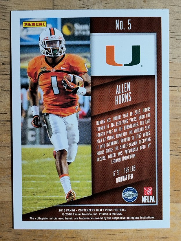 2016 Panini Contenders Draft Picks #5 Allen Hurns