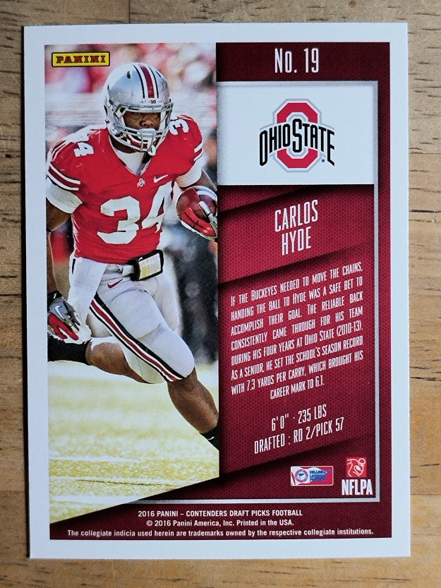 2016 Panini Contenders Draft Picks #19 Carlos Hyde