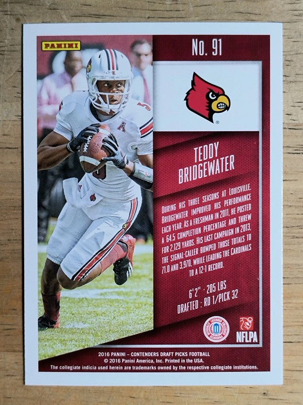 2016 Panini Contenders Draft Picks #91 Teddy Bridgewater
