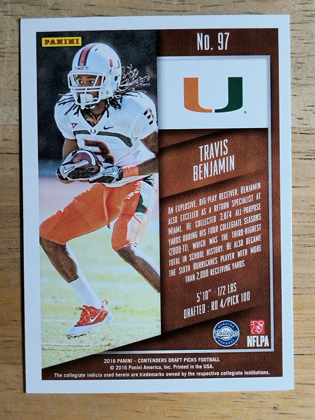 2016 Panini Contenders Draft Picks #97 Travis Benjamin