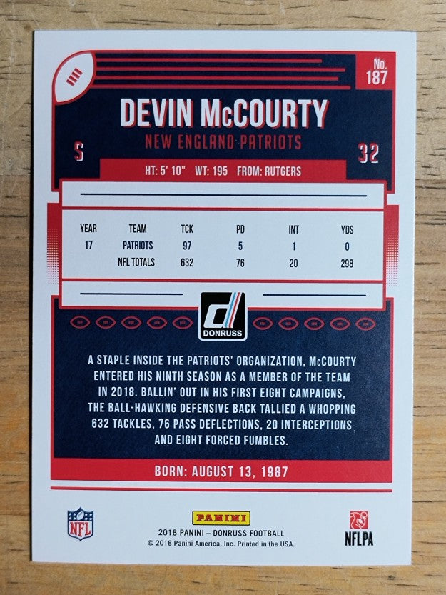 2018 Donruss #187 Devin McCourty