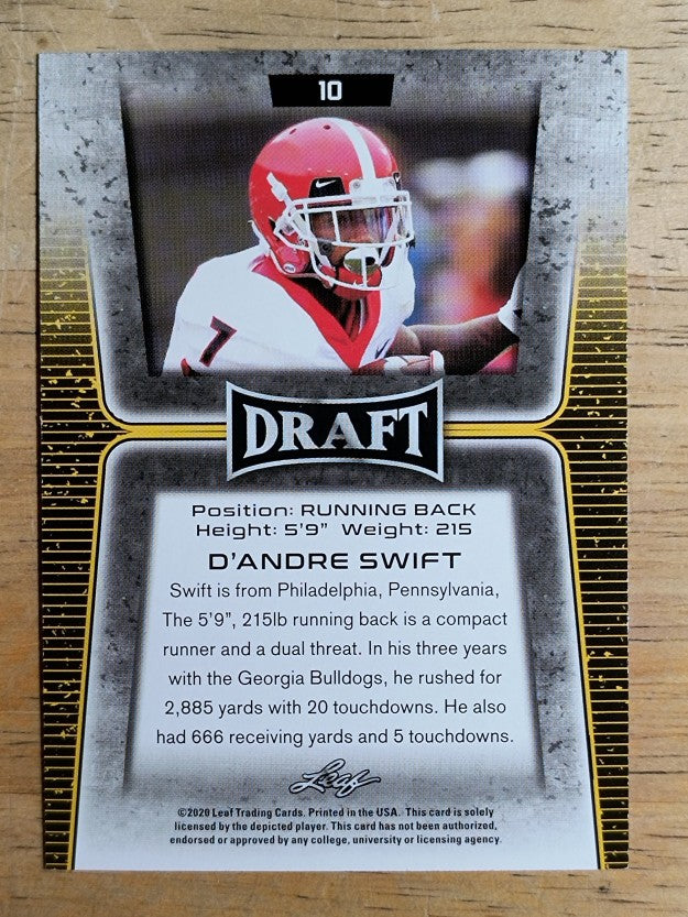 2020 Leaf Draft Red #10 D'Andre Swift
