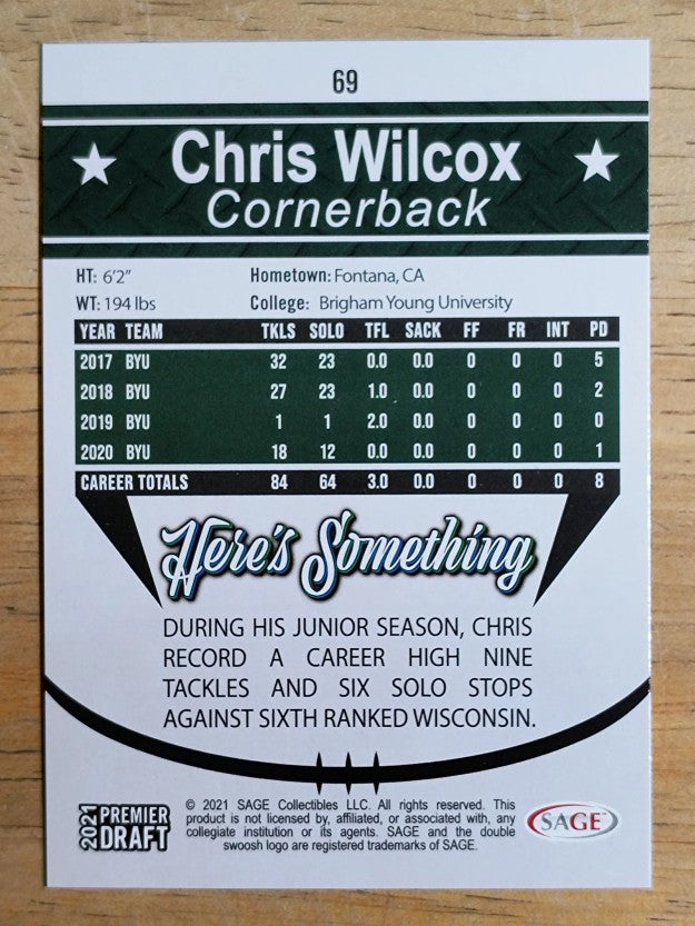 2021 SAGE HIT #69 Chris Wilcox
