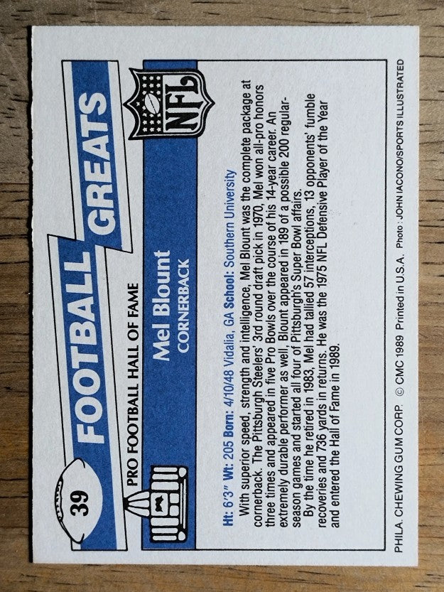 1989 Swell Greats #39 Mel Blount