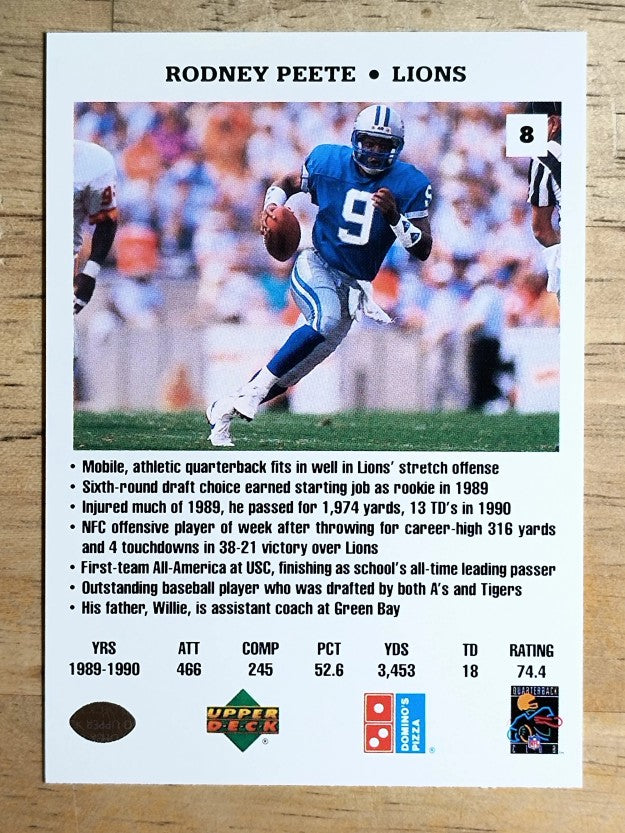 1991 Domino's Quarterbacks #8 Rodney Peete