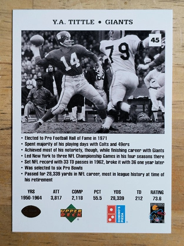 1991 Domino's Quarterbacks #45 Y.A. Tittle