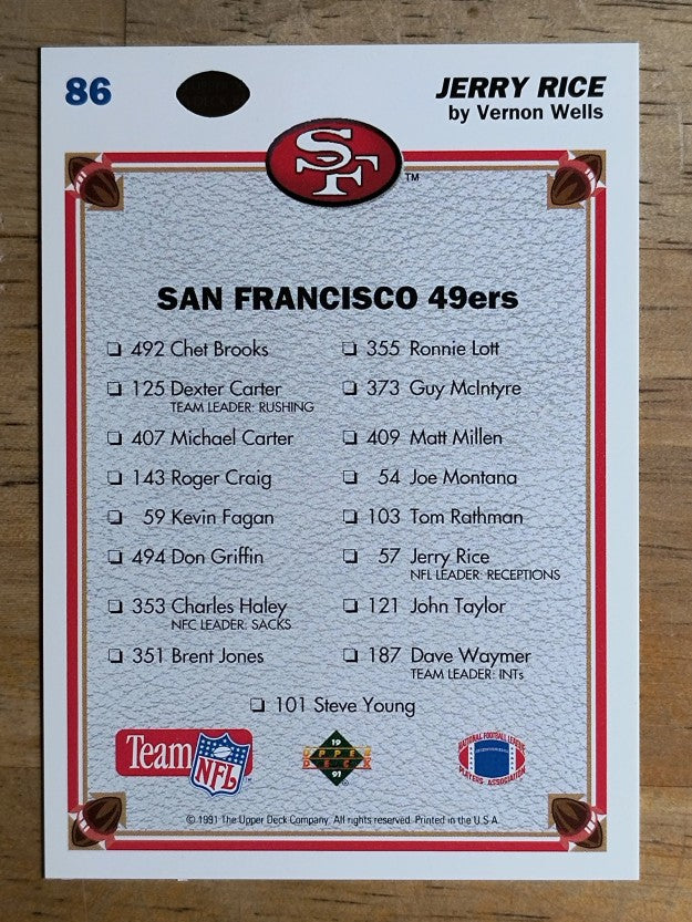 1991 Upper Deck #86 Jerry Rice TC