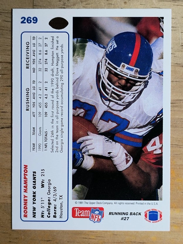 1991 Upper Deck #269 Rodney Hampton