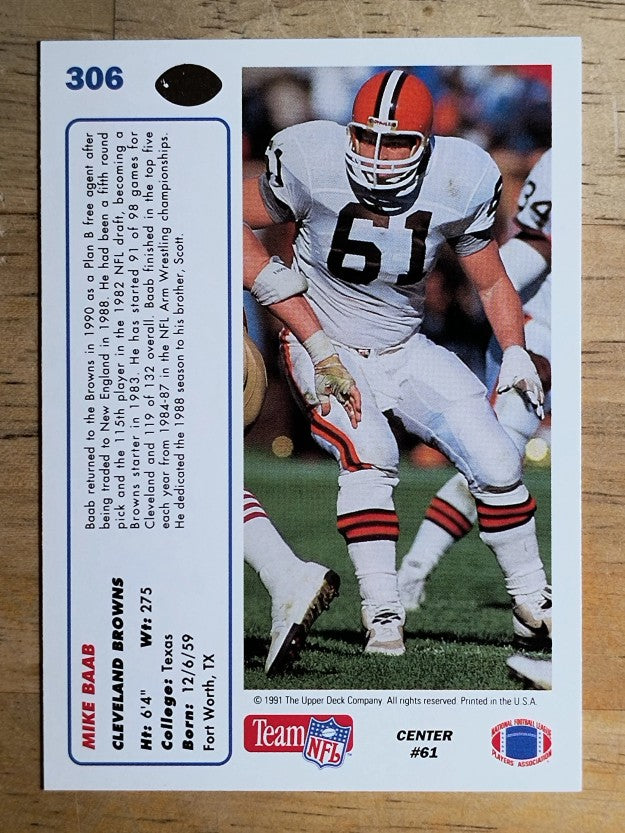 1991 Upper Deck #306 Mike Baab