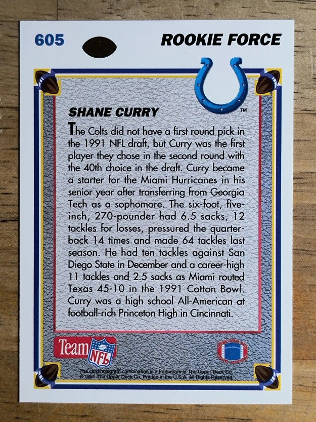 1991 Upper Deck #605 Shane Curry
