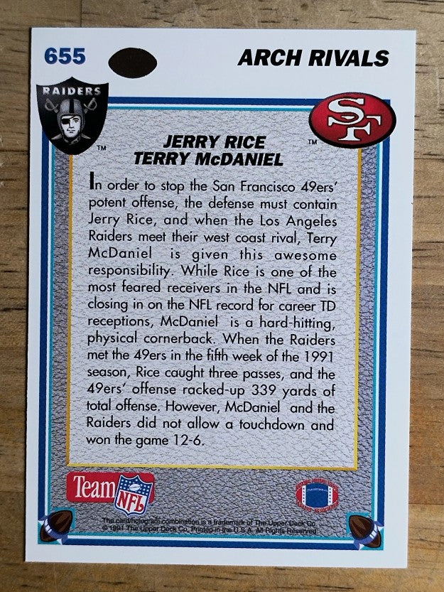 1991 Upper Deck #655 Jerry Rice AR/Terry McDaniel