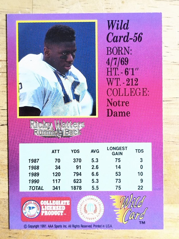 1991 Wild Card Draft #56 Ricky Watters