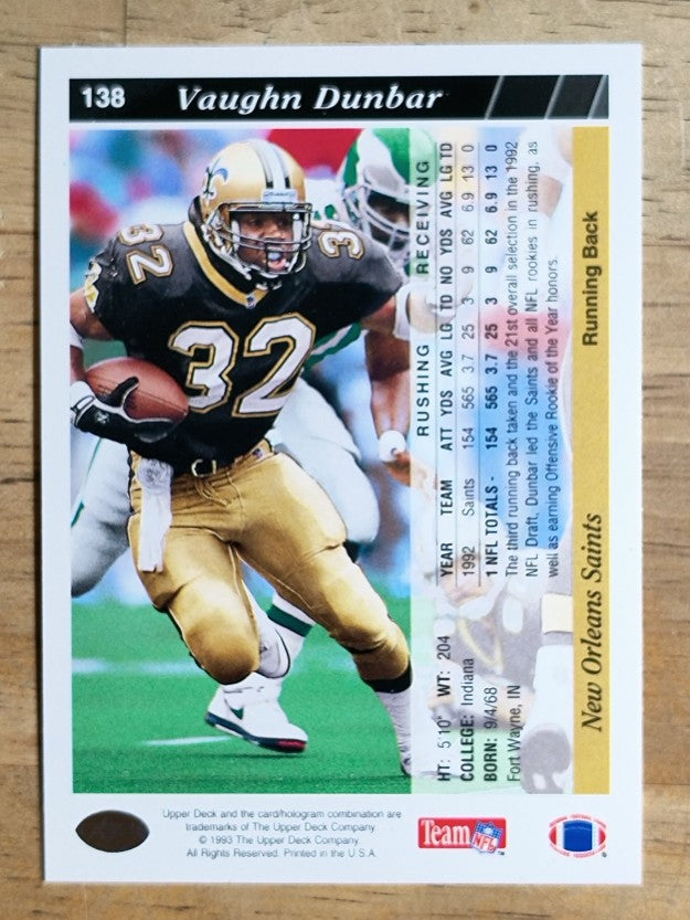 1993 Upper Deck #138 Vaughn Dunbar