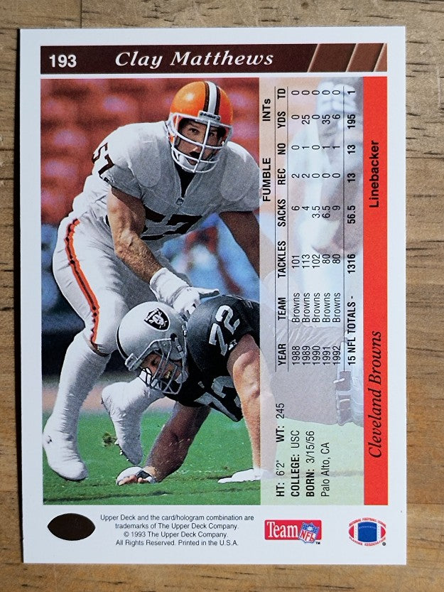1993 Upper Deck #193 Clay Matthews