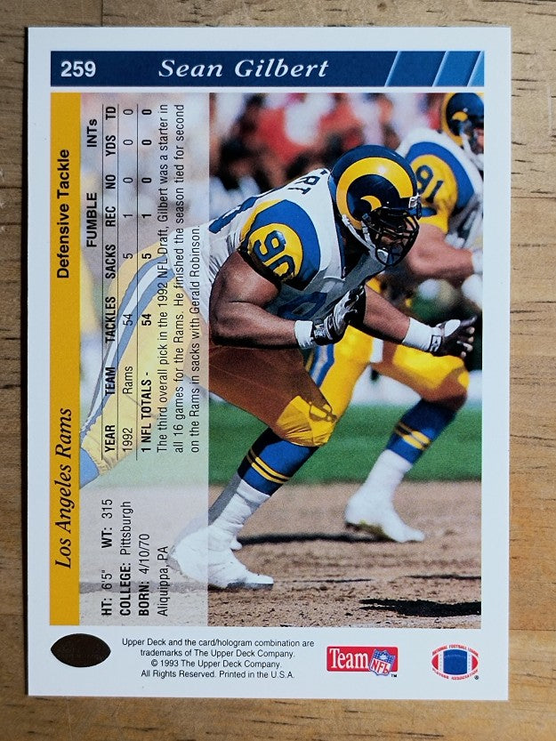 1993 Upper Deck #259 Sean Gilbert
