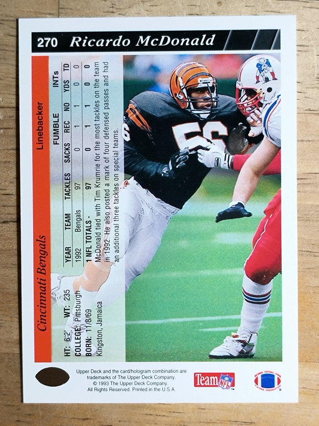 1993 Upper Deck #270 Ricardo McDonald