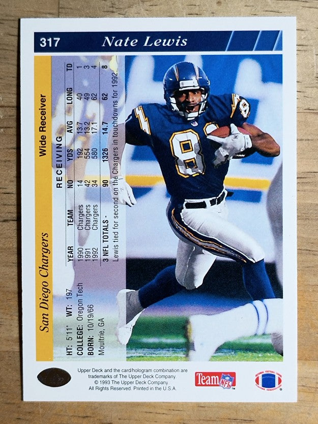 1993 Upper Deck #317 Nate Lewis