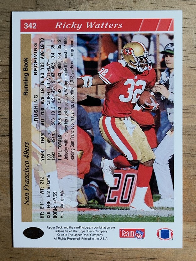 1993 Upper Deck #342 Ricky Watters