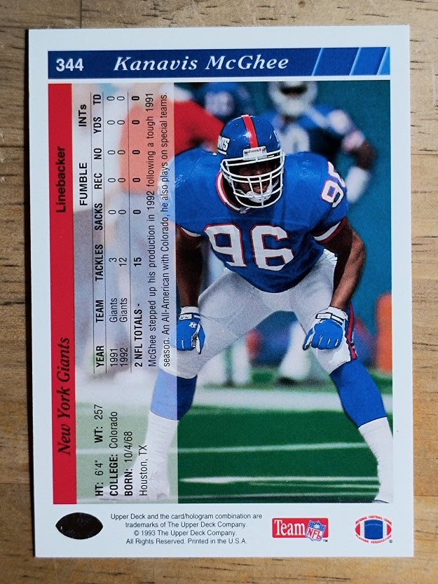 1993 Upper Deck #344 Kanavis McGhee