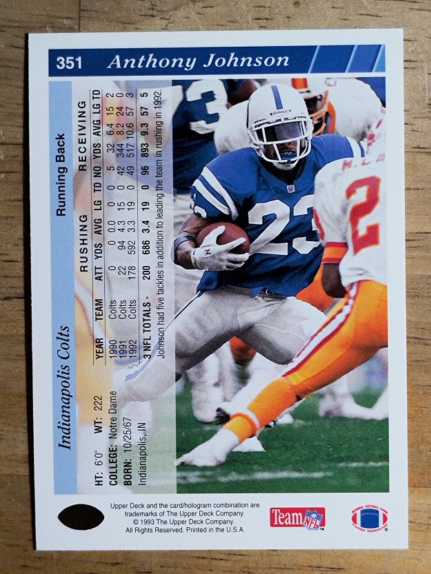 1993 Upper Deck #351 Anthony Johnson