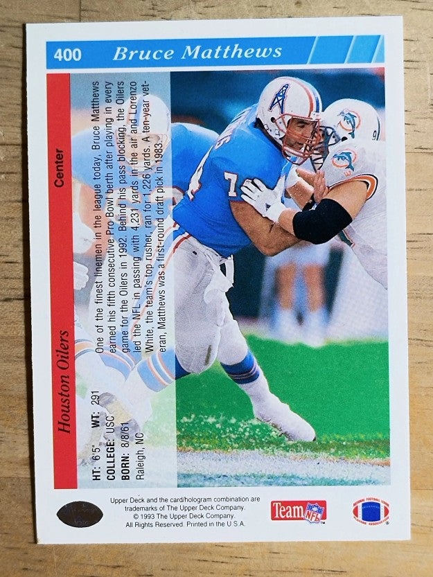 1993 Upper Deck #400 Bruce Matthews